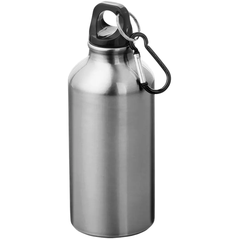 Butelka reklamowa 400 ml Oregon aluminiowa z karabińczykiem - Srebrny (10000202)