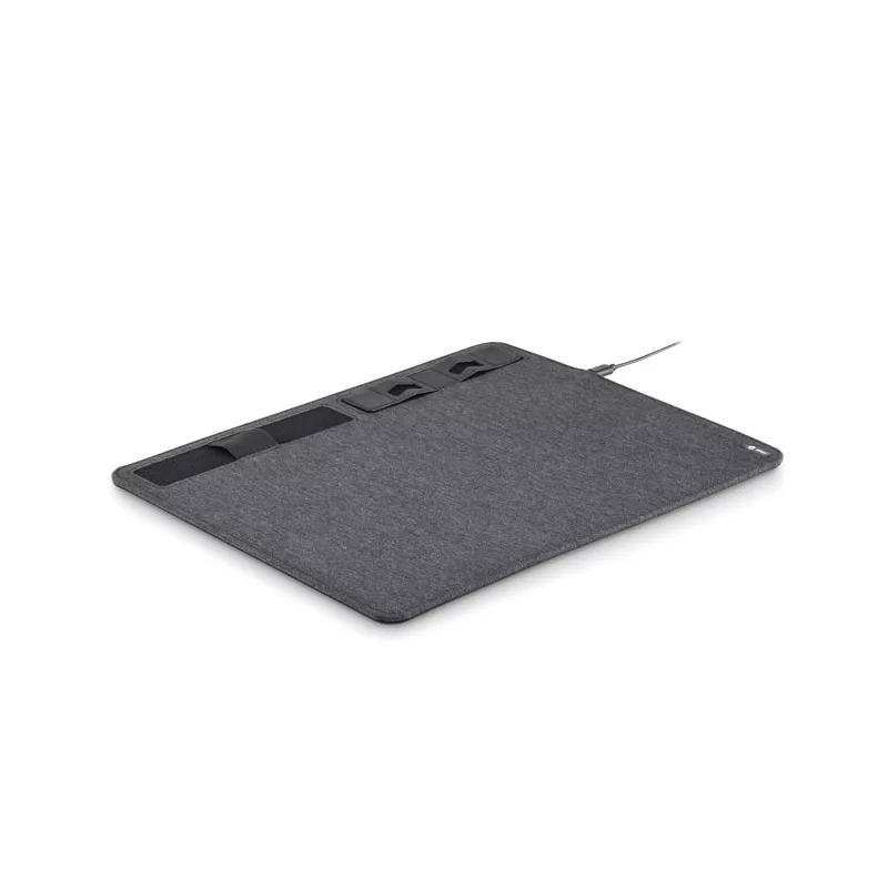Podkładka pod mysz z ładowarką 15W z RPET SUPERPAD - Kamienny Szary (MO6416-15)