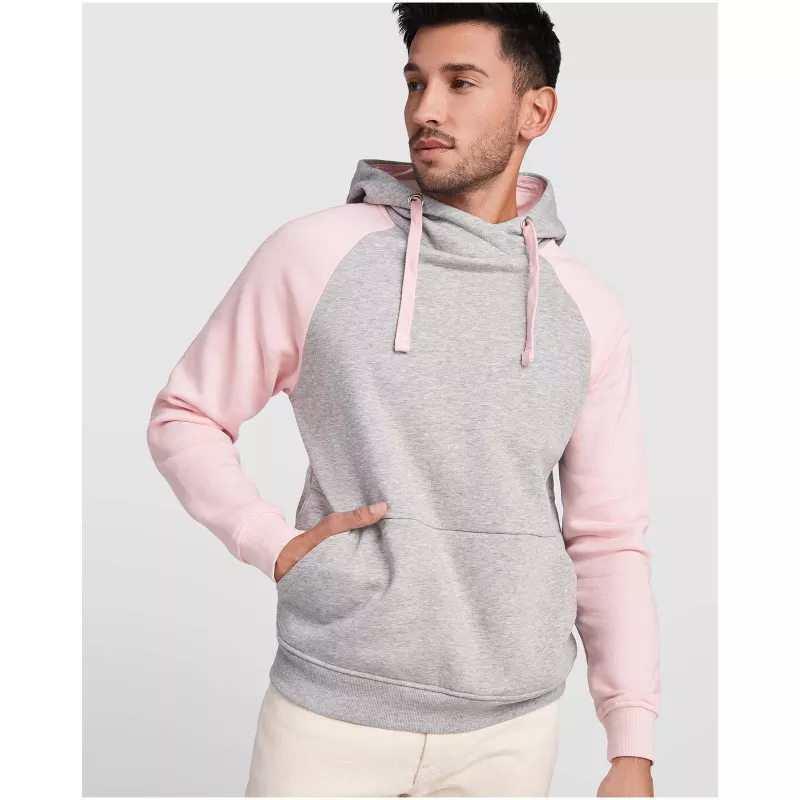 Badet dwukolorowa bluza z kapturem unisex - Jasnoróżowy-Szary melanż (R1058-H_GREY-L_PINK)