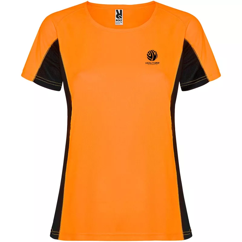 Shanghai sportowa koszulka damska z krótkim rękawem - Czarny-Fluor Orange (R6648-BLACK-FLORANGE)