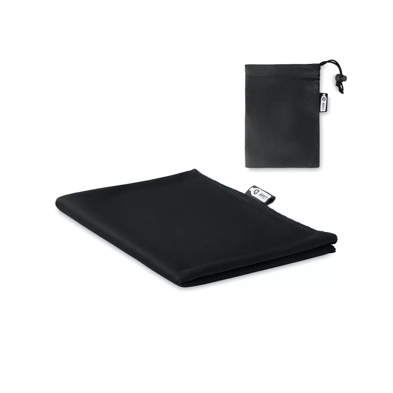 Ręcznik sportowy RPET z workiem 30x80 cm TUKO RPET - Czarny (MO9918-03)
