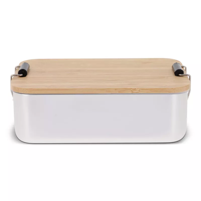 Aluminiowy lunchbox z bambusową pokrywką - srebrny (LT90456-N0005)