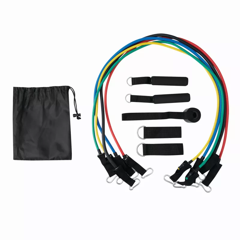 Zestaw gum oporowych do ćwiczeń - czarny, czerwony, niebieski, zielony, żółty (56-0605044)