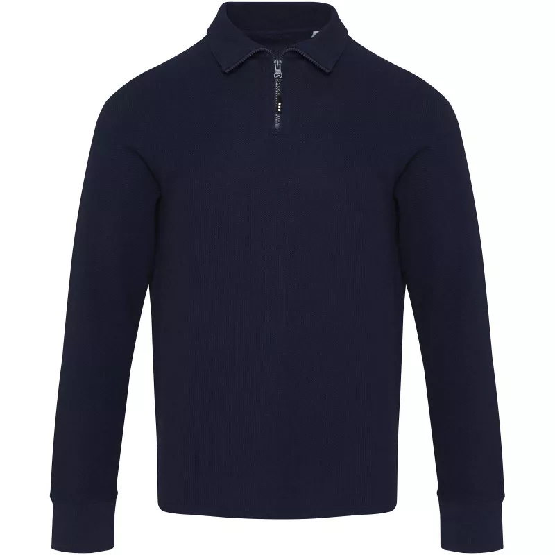 Zeus koszulka polo z zamkiem do połowy i długimi rękawami, uniseks - Granatowy (39551-NAVY)