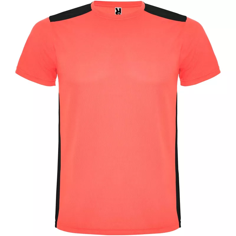 Detroit sportowa koszulka dziecięca z krótkim rękawem - Czarny-Fluor Coral (K6652-BLACK-FLUCORAL)