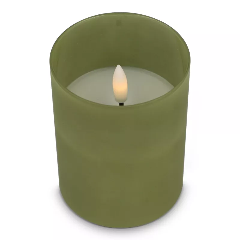 Nyelle Świeca woskowa LED z możliwością ładowania w szklanym pojemniku - Oliwkowa zieleń (LT57313-N0043)