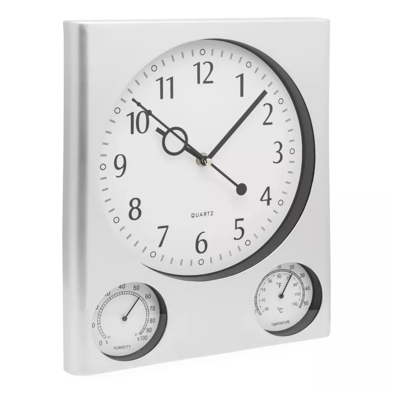 Prostokątny zegar ścienny - srebrny (56-0401517)