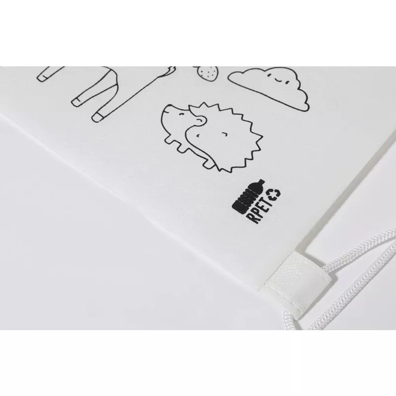 Zocolo Worek ze sznurkiem do kolorowania RPET, zwierzęta - biały (AP800298-A)