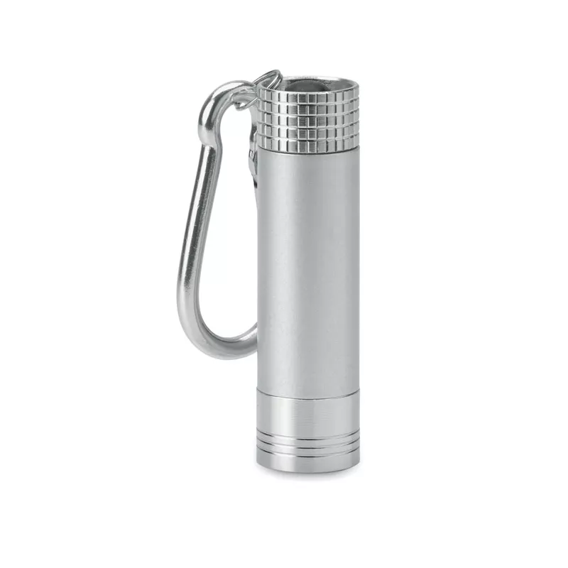 Brelok z mini latarką LED aluminiowy POP LIGHT - Srebrny (MO9381-14)