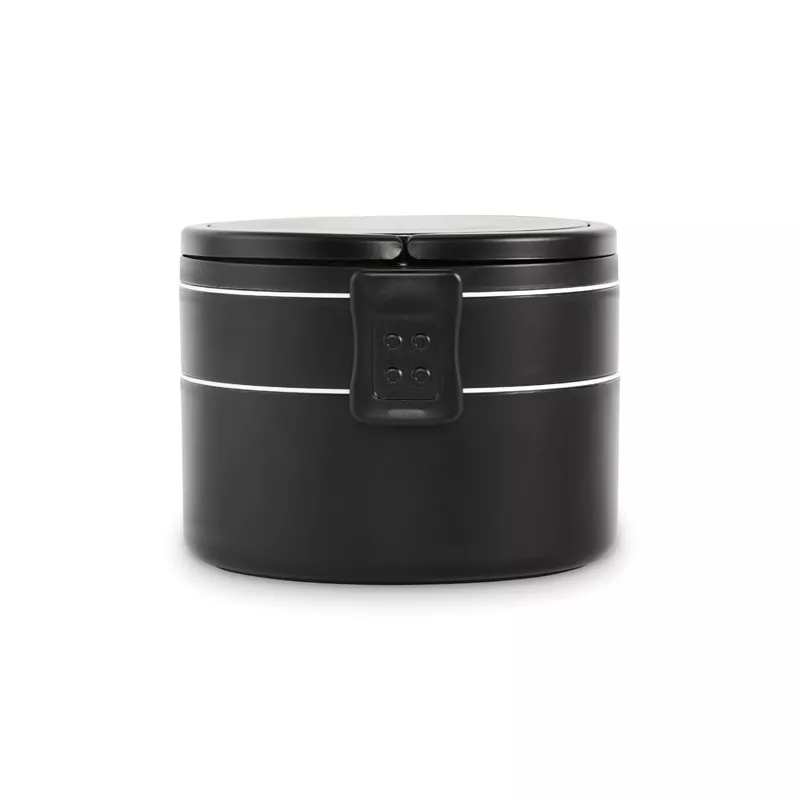 Lunchbox okrągły dwupoziomowy z PP 950 ml ENSALA - Czarny (MO2902-03)