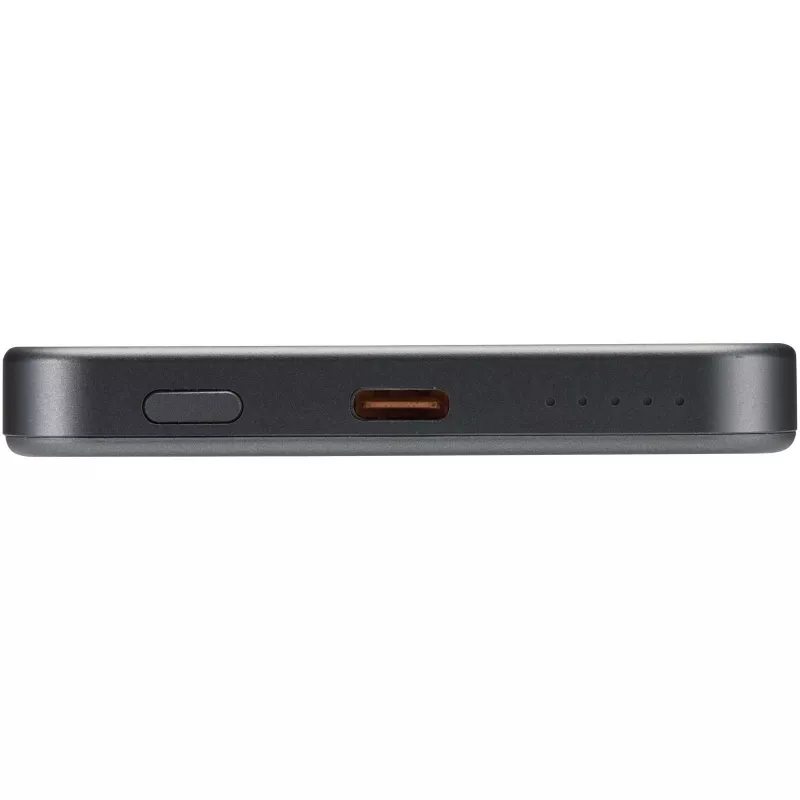 Powerbank Avis 5000 mAh z recyklingowanego aluminium posiadającego certyfikację RCS, z wbudowanym magnesem  - Gun metal (12444382)