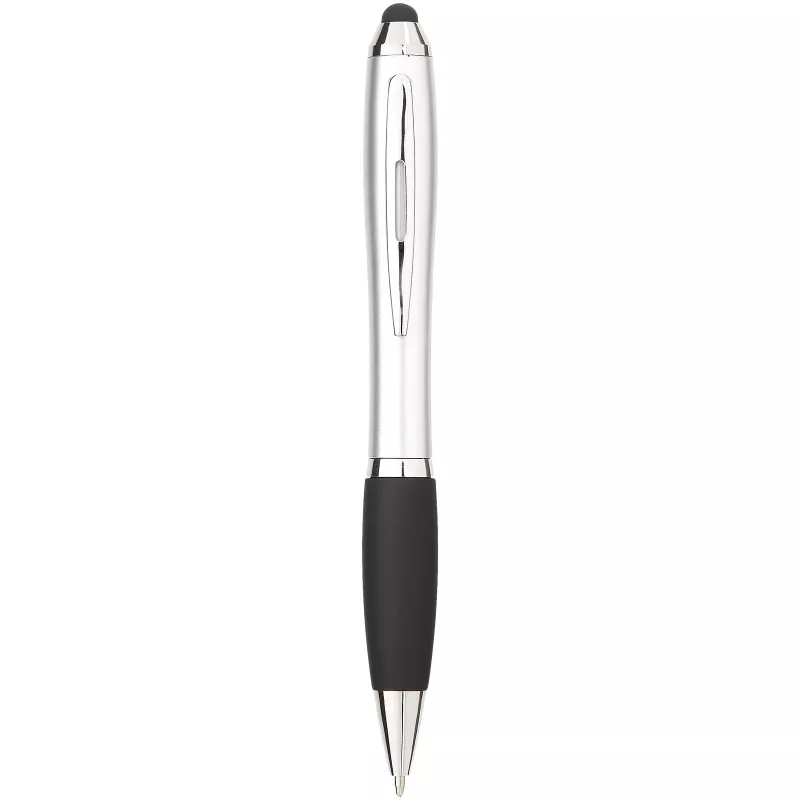 Długopis z kolorowym stylusem i czarnym uchwytem Nash - Czarny-Srebrny (10690301)