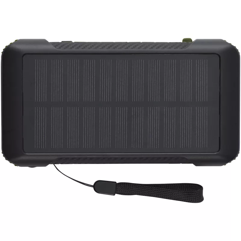 Soldy powerbank solarny o pojemności 10 000 mAh z dynamem wykonany z tworzyw sztucznych pochodzących z recyklingu z certyfika - Zieleń wojskowa (12434664)