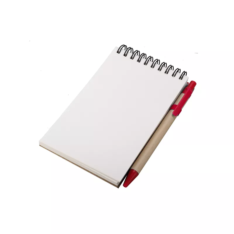Notes Kraft 90x140/70k gładki z długopisem - czerwony (R73795.08)