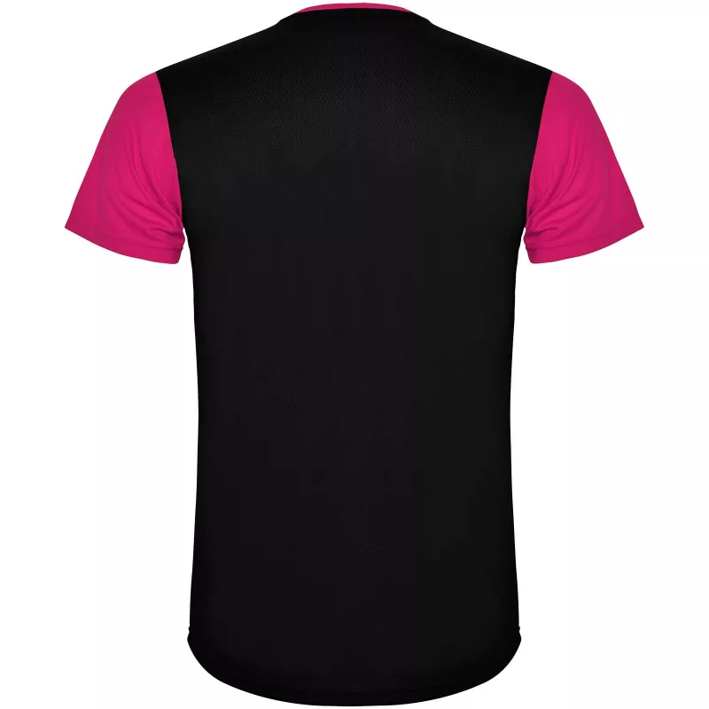 Detroit sportowa koszulka dziecięca z krótkim rękawem - Czarny-Fuksja (K6652-BLACK-FUCHSIA)