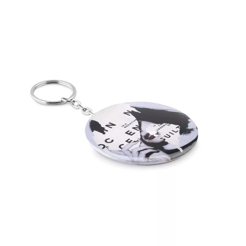 Brelok z otwieraczem okrągły 6 cm PIN FLASK - Srebrny Mat (MO9334-16)