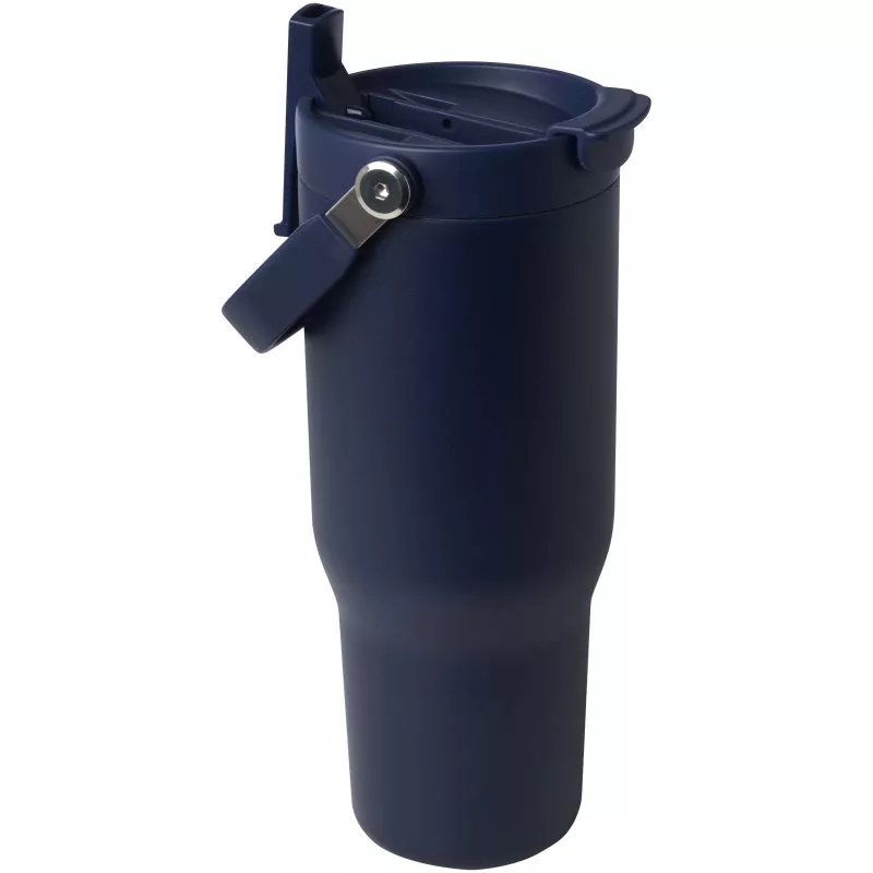 Kubek Bronx o pojemności 900 ml, z izolacją próżniową, wykonany ze recyklingowanej stali nierdzewnej z certyfikatem RCS i z miedzi, z wielofukncyjną zakrętką - Granatowy (10086455)