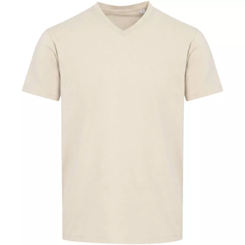 Balfour organiczna koszulka unisex z krótkim rękawem i dekoltem w serek, wykonana z materiału o gramaturze 200 g/m², z certyf - Sandstone (39665-SANDSTON)