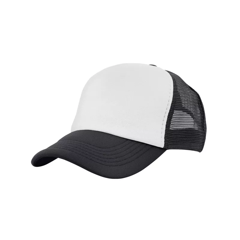 Czapka z daszkiem typu trucker z poliestru 120 g/m² #3803 - Biało-czarna (HW-3803-WHITE/BLACK)