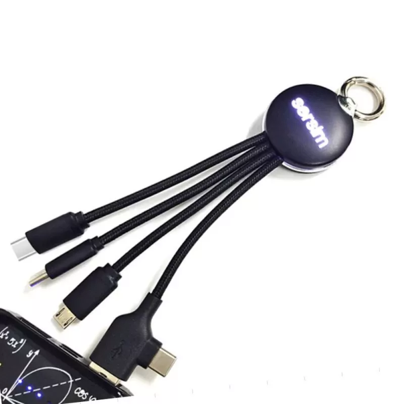 Kabel z podświetlanym logo 4w1, RXD-368 - czarny (EG059903)