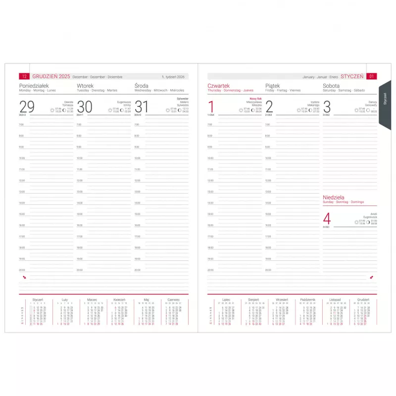 Kalendarz książkowy A4, tygodniowy, bez registrówi VIVO - różne kolory (KK-BCV-601.T)