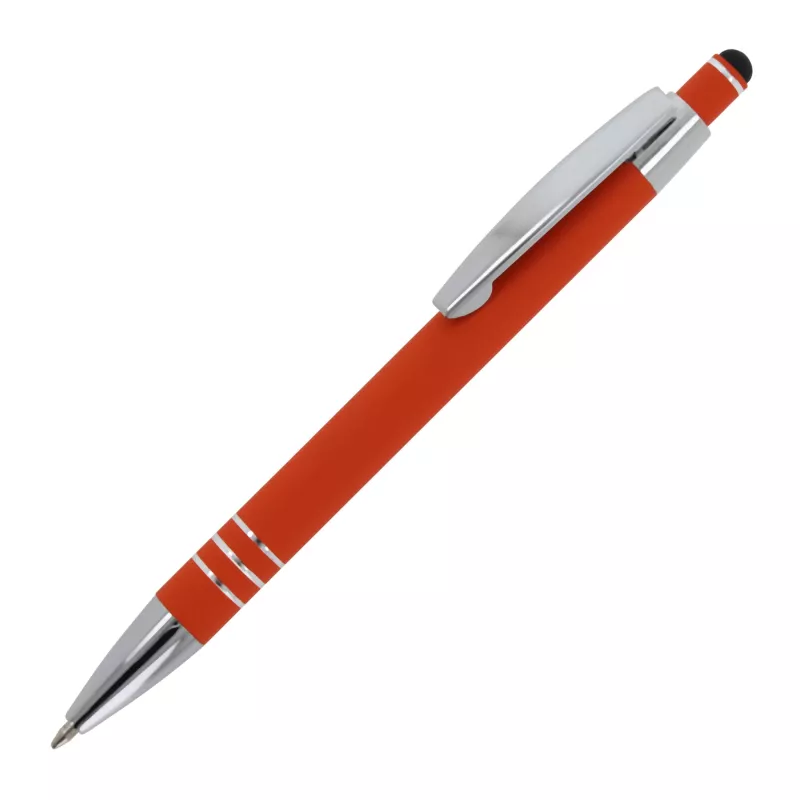 Długopis metalowy gumowany z touch penem Athens - pomarańczowy (LT87781-N0026)