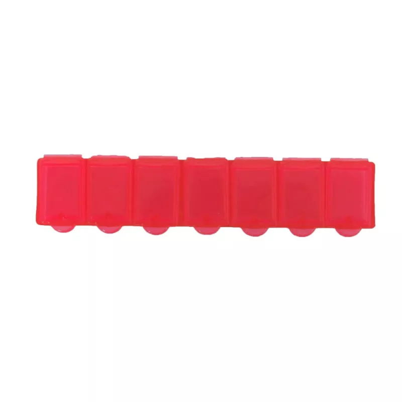 Pojemnik na tabletki z 7 przegrodami - czerwony (V9597-05)