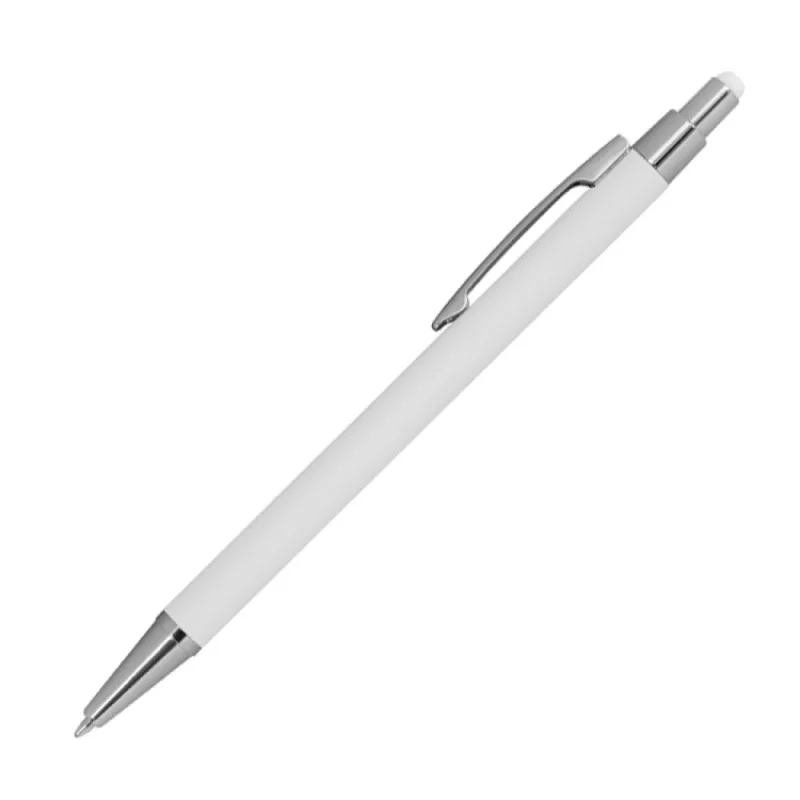 Długopis metalowy gumowany z touch penem - biały (1096406)