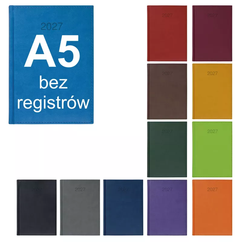 Kalendarz książkowy A5, dzienny, bez registrów, VIVO - różne kolory (KK-BCV-705.D)