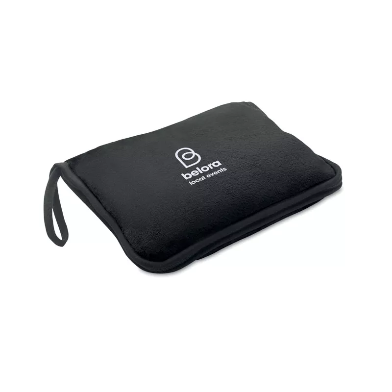 Koc podróżny i poduszka 2 w 1 220 g/m² COZY - Czarny (MO2568-03)
