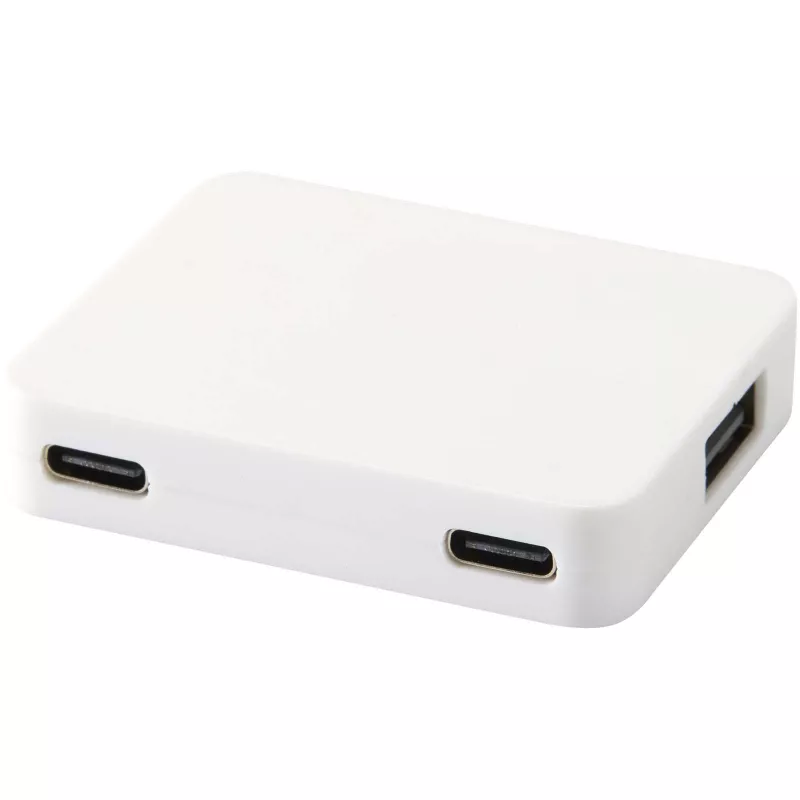 Gaia 4-portowy hub USB z wyjściem USB-A i typu C oraz podwójnym wejściem — wykonany z tworzyw sztucznych pochodzących z recyklingu - Biały (12444901)