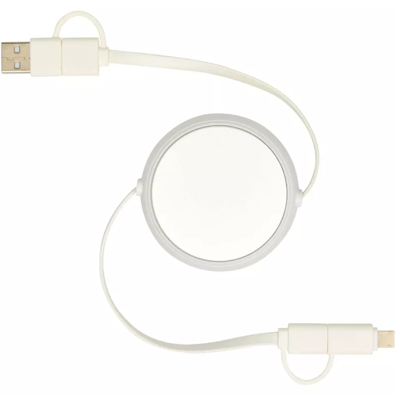 Alasia zwijany kabel do synchronizacji danych i szybkiego ładowania 5 w 1 45 W o długości 100 cm z tworzyw sztucznych i aluminium pochodzących z recyklingu - Srebrny (12442081)