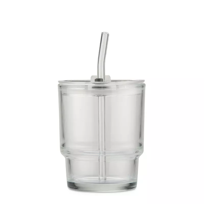 Kubek szklany z rurką NOA 350 ml - przezroczysty (16059-00)