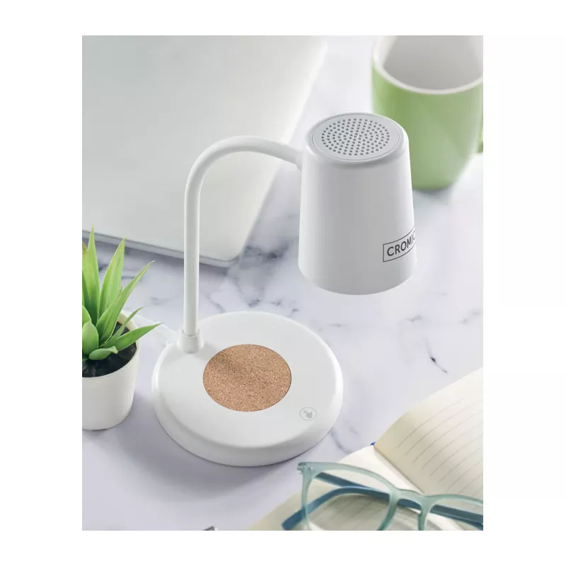 Lampka z ładowarką indukcyjną 15W i głośnikiem SPOT - Bialy (MO2124-06)