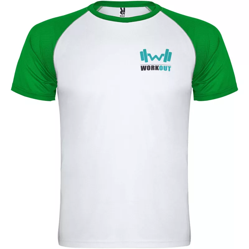 Indianapolis sportowa koszulka dziecięca z krótkim rękawem - Biały-Zielona paproć (K6650-FERNGRN-WHITE)