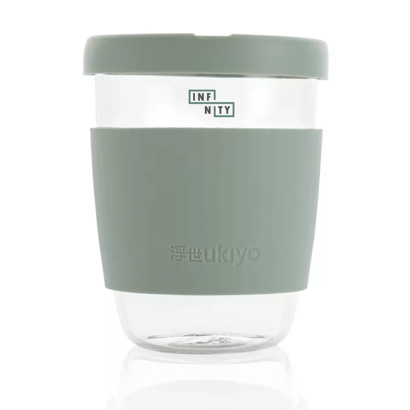 Szklany kubek podróżny Ukiyo 360 ml - zielony (P432.707)