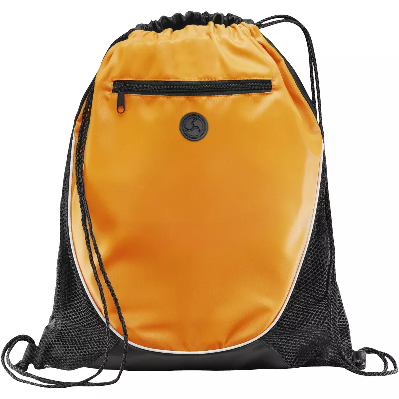 Plecak na sznurkach poliestrowy Peek, 35.5 x 43 cm - Czarny-Pomarańczowy (12012003)