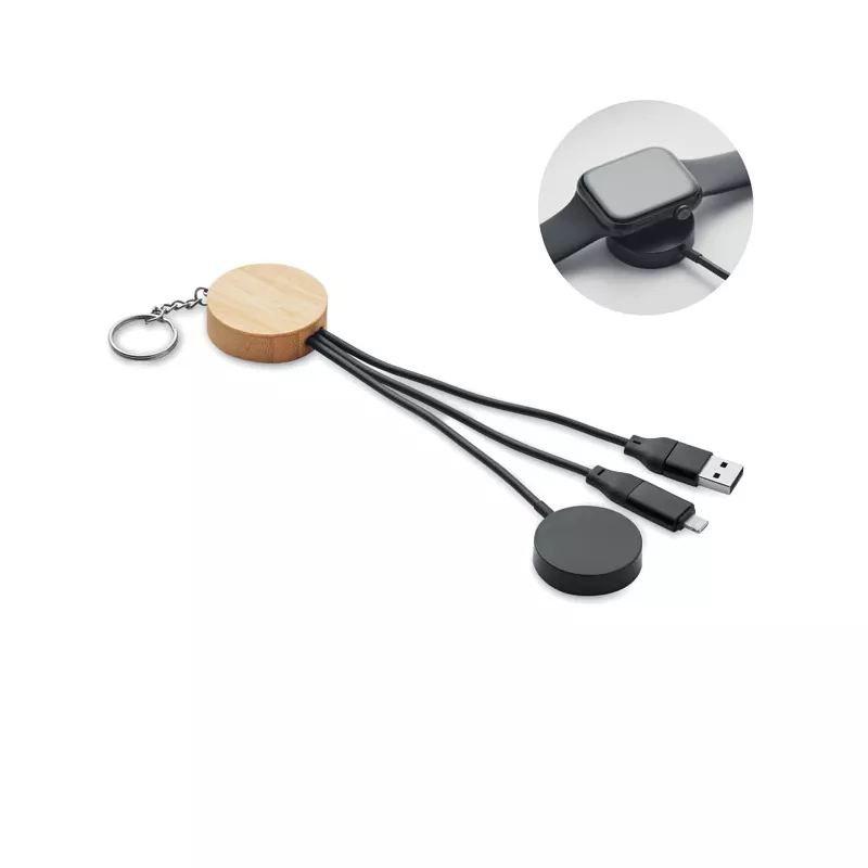 Kabel do ładowania 4 w 1 z ładowarką zegarka BULE - Czarny (MO2451-03)