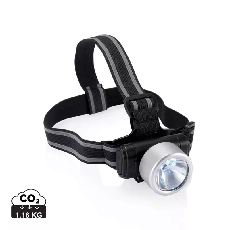 Latarka na głowę 3 LED Everest - srebrny, czarny (P518.020)