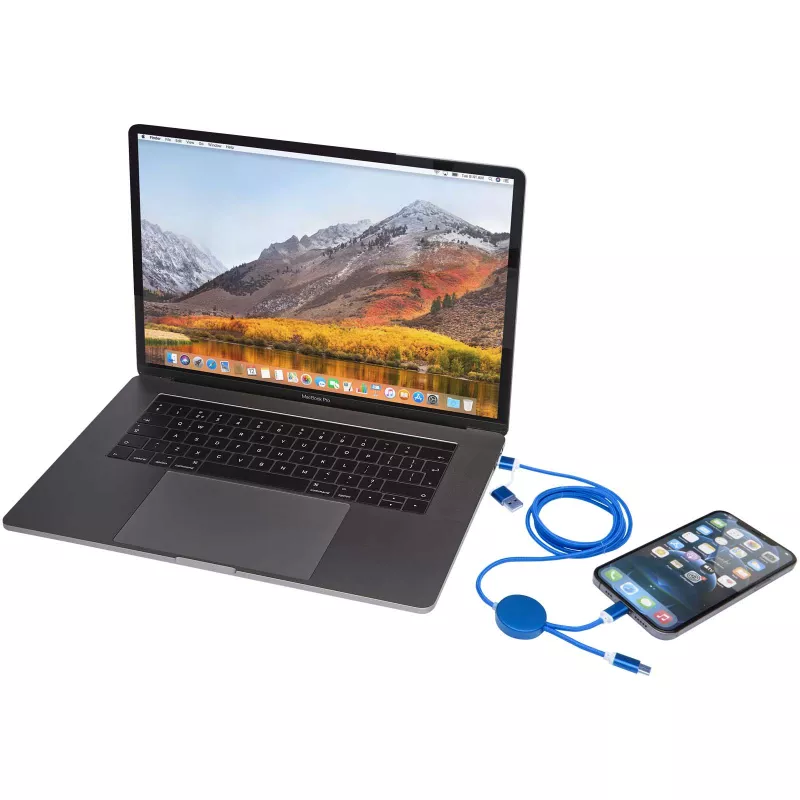 Alasia kabel do synchronizacji danych i szybkiego ładowania 5 w 1 27 W o długości 150 cm z tworzyw sztucznych i aluminium pochodzących z recyklingu - Błękit królewski (12442553)