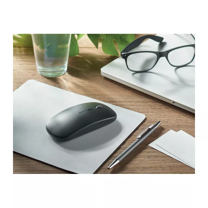Mysz bezprzewodowa z ABS z recyklingu CURVY C - Czarny (MO2222-03)