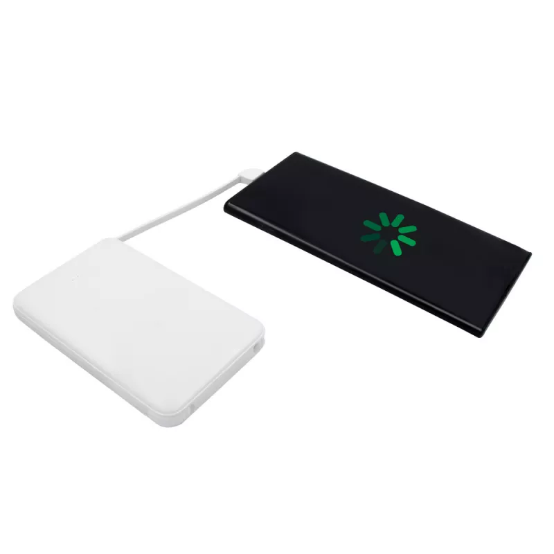 Power bank 5000 mAh ze zintegrowanymi kablami, adapter w komplecie | Presley - biały (V0905-02)