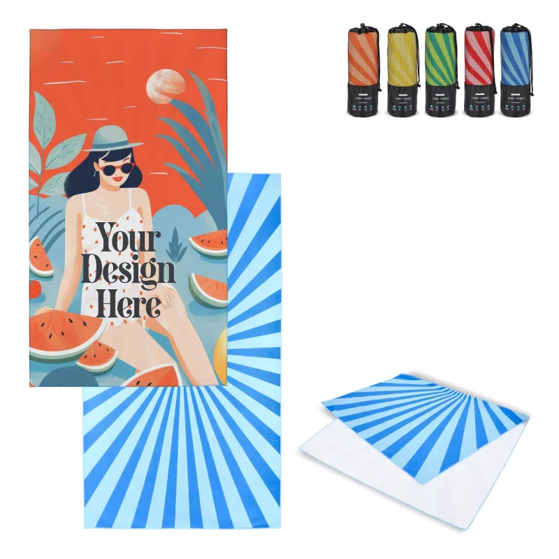 Szybkoschnący ręcznik plażowy R-PET 100×180 cm, sublimacja - czerwony (LT97215-N0021)