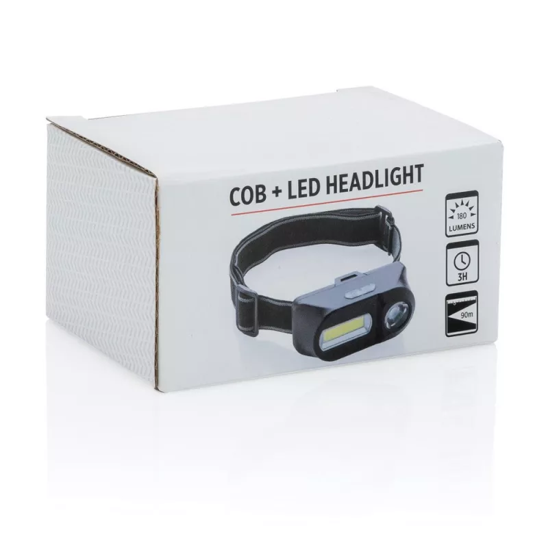 Latarka na głowę COB LED - czarny (P518.041)