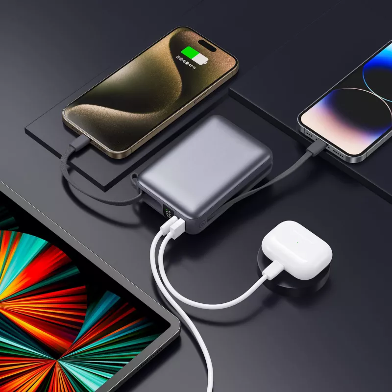 Nova Powerbank 22,5 W Power Delivery z wbudowanymi kablami 20000 mAh - ciemnoszary (LT95516-N0060)