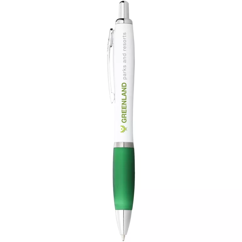 Długopis Nash z białym korpusem i kolorwym uchwytem - Biały-Zielony (10690001)