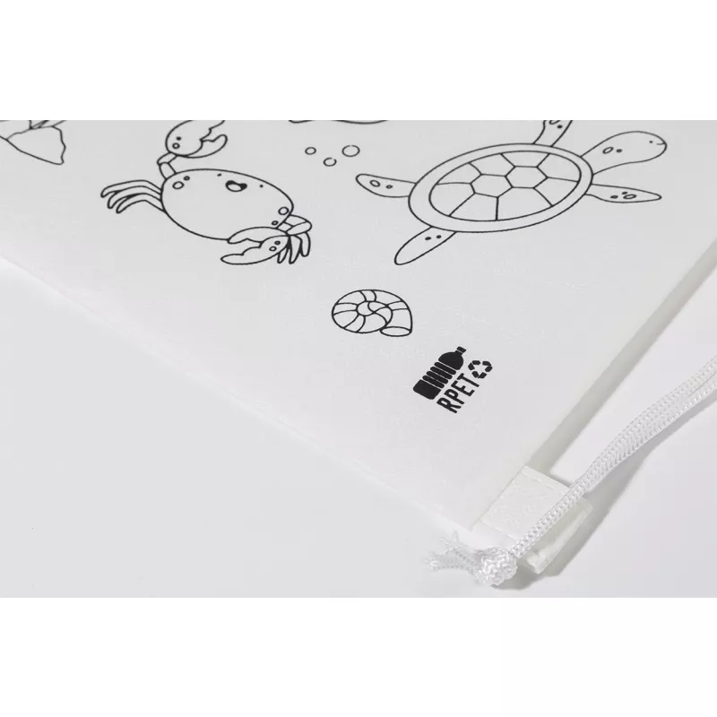 Zocolo Worek ze sznurkiem do kolorowania RPET, zwierzęta - biały (AP800298-B)