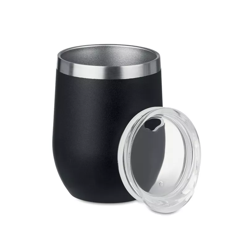 Kubek stalowy dwuścienny 300 ml CHIN CHIN - Czarny (MO9597-03)