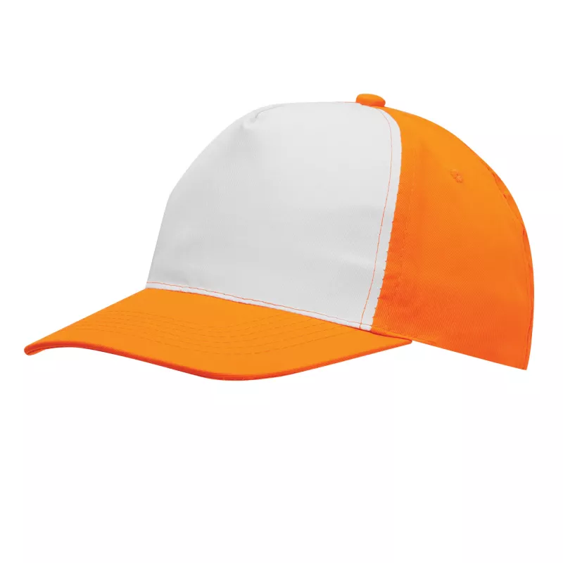 5 segmentowa czapka - biały, pomarańczowy (56-0701800)