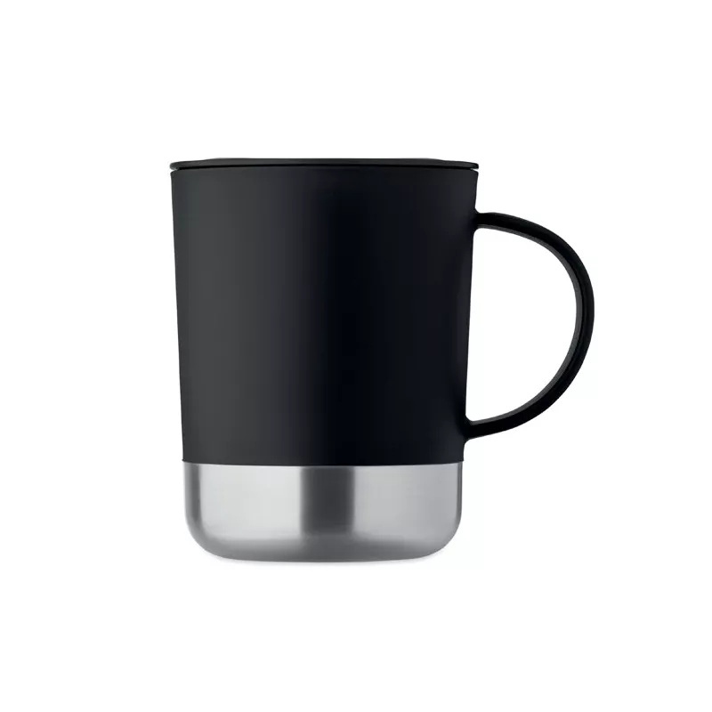 Kubek z PP z przesuwaną pokrywką 300 ml BEAKER - Czarny (MO2772-03)